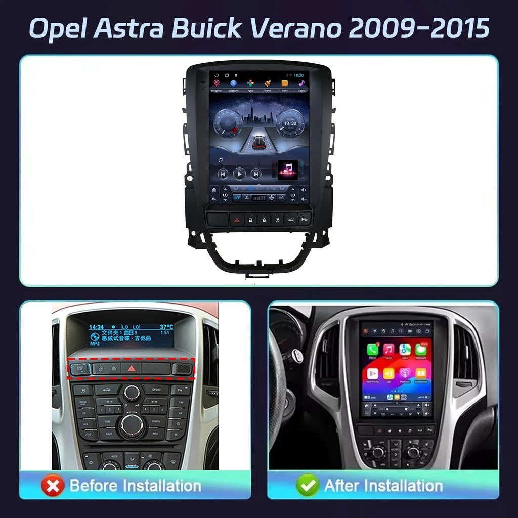 9.7inch For Opel Astra Buick Verano 2009-2015 Android 14 Car Radio Multimedia GPS Wireless  Carplay Screen Stereo