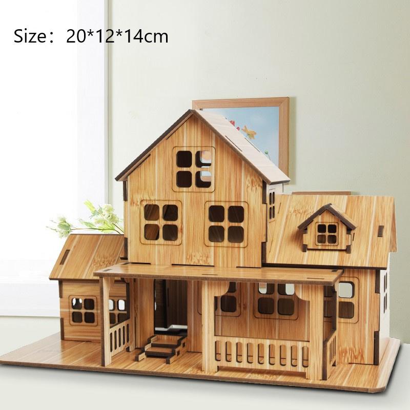 Puzzle Lemn 3D Jigsaw Arhitectura Diy Casa Vila Copii Baieti Fete Educativ