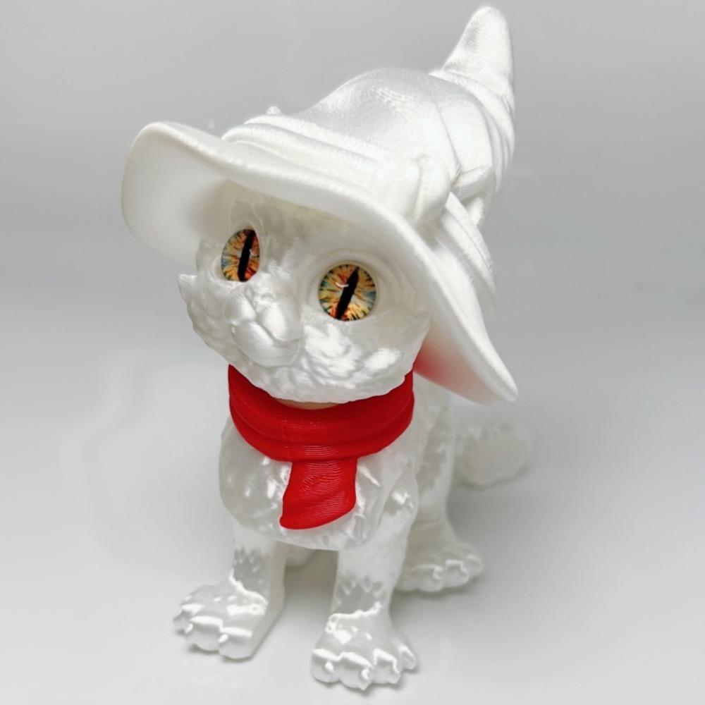 Big Eyes 3D Printed Cat Model Plastic Material Creative Sculpture Articulated Cats Doll 3D Printing Technology Realistic Design