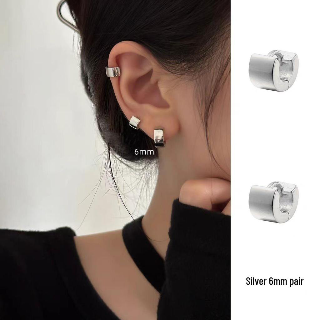 Chic Glossy C-Shaped Women's Earrings: European American Fashion Inspired Studs
