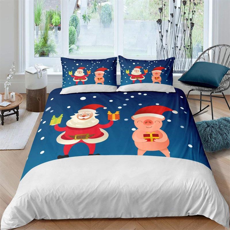 Tegneserie Nydelig Gris Dynetrekk Kawaii Dyr Sengetøy Sett King Mikrofiber Gårdshus Dyrelivstema Dyne Trekk Putetrekk