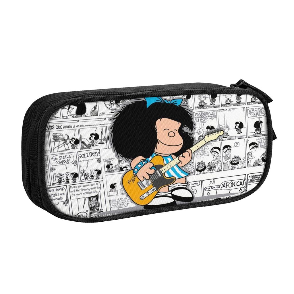 M-Mafaldas Kawaii Vintage Quino Comic Cartoon Mang Anime Kawaii Pencil Cases Boy Girl Large Capacity Pencil Box School Supplies