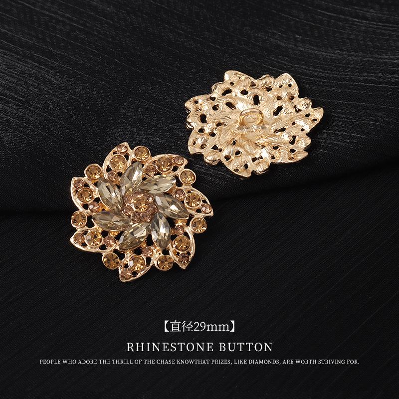 

5pcs Mink Coat Rhinestone Buckle Fur Straw Buckle Cashmere Coat Metal Pearl Button High-End Button Jacket Decoration 1 #gold