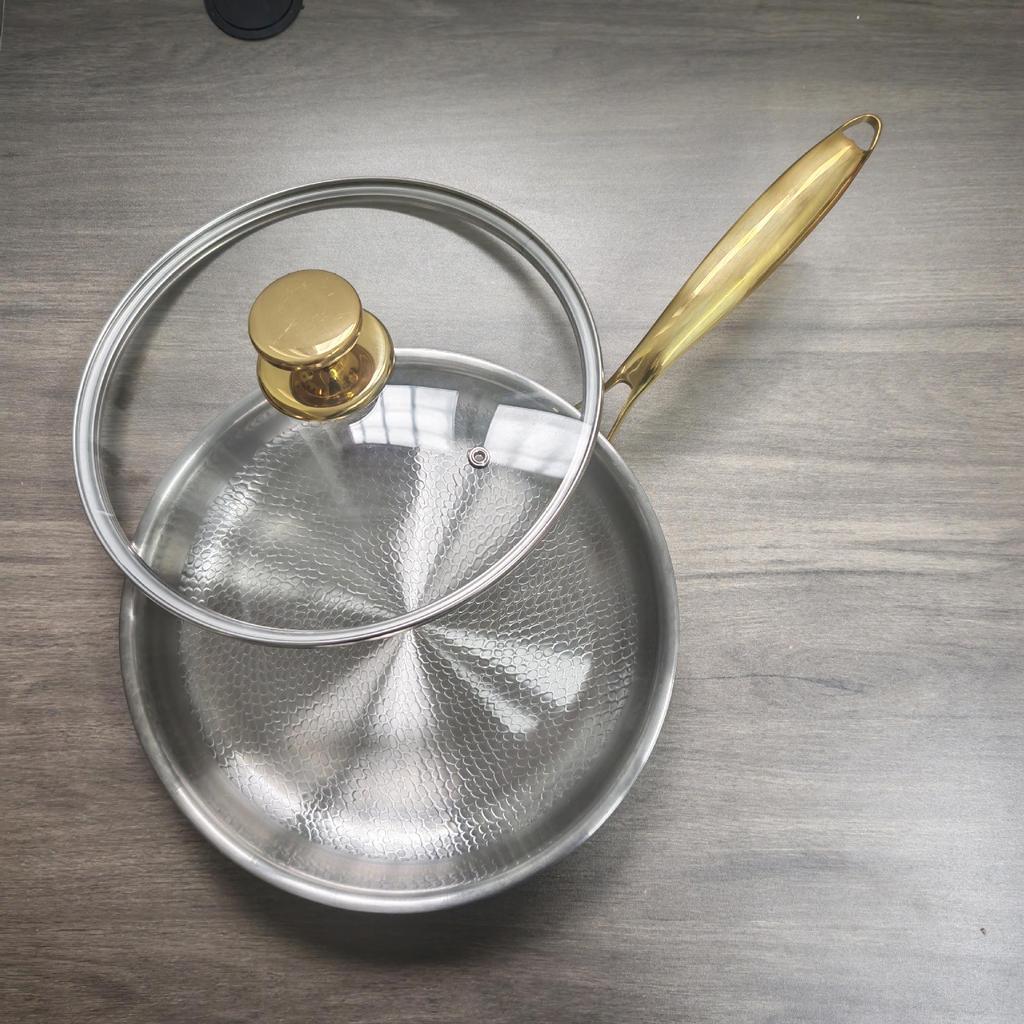 Titanium Alloy Non-Stick Steak Pan for Gas Stove with Straight Edge