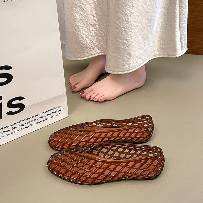 Umweltfreundliche Damen-Mesh-Slipper: Strand-Jelly-Flats mit Hohlgitter-Design