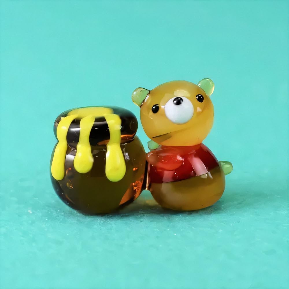 Four Cart Cute Handmade Glass Honey Bear