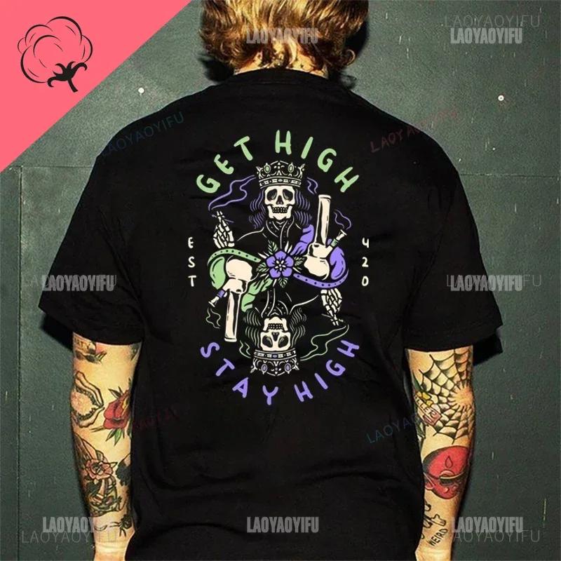 Gothic Harajuku Biker Skull Graphic Tshirts Men Fashion Trend Short Sleev Tops Dark Punk Skulls Retro T Shirt Male Oversized Tee