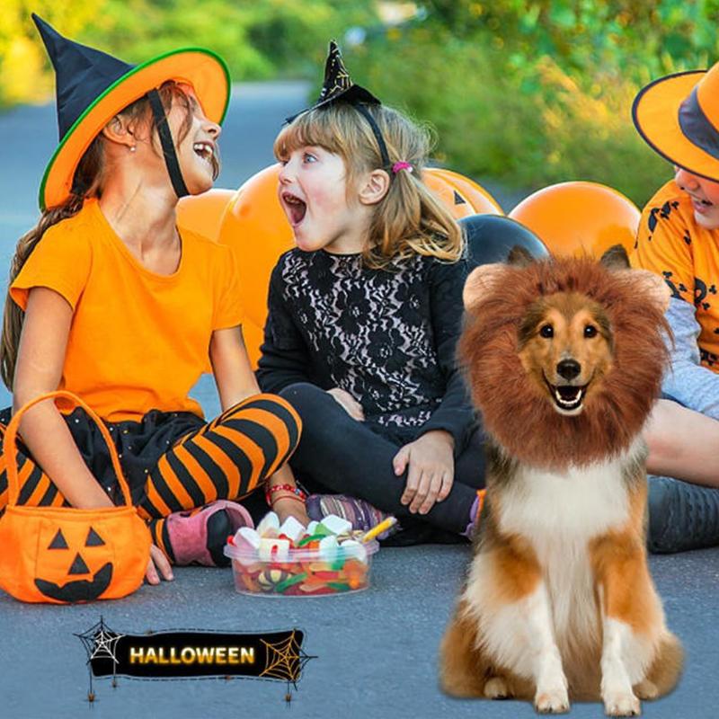 1Pc Cute Pet Dog Cosplay Clothes Lion Mane for Dog Costumes Realistic Lion Wig for Medium To Large Dogs with Ear Pet Accessories