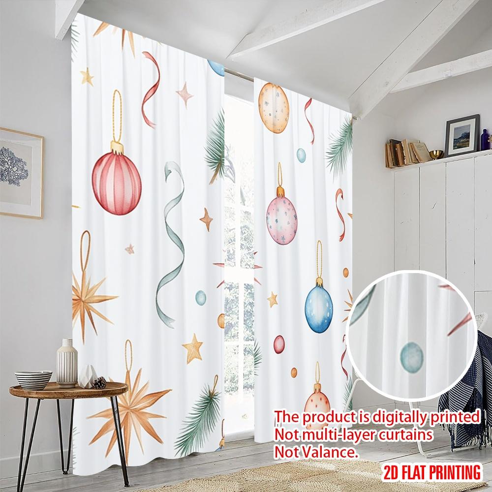 2 Stück, 2D-Flachdruck Vorhang Beliebter Weihnachtsschmuck Schneeflocken Hirsche Bäume (2) Polyester (ohne Stange) Heimdeko für