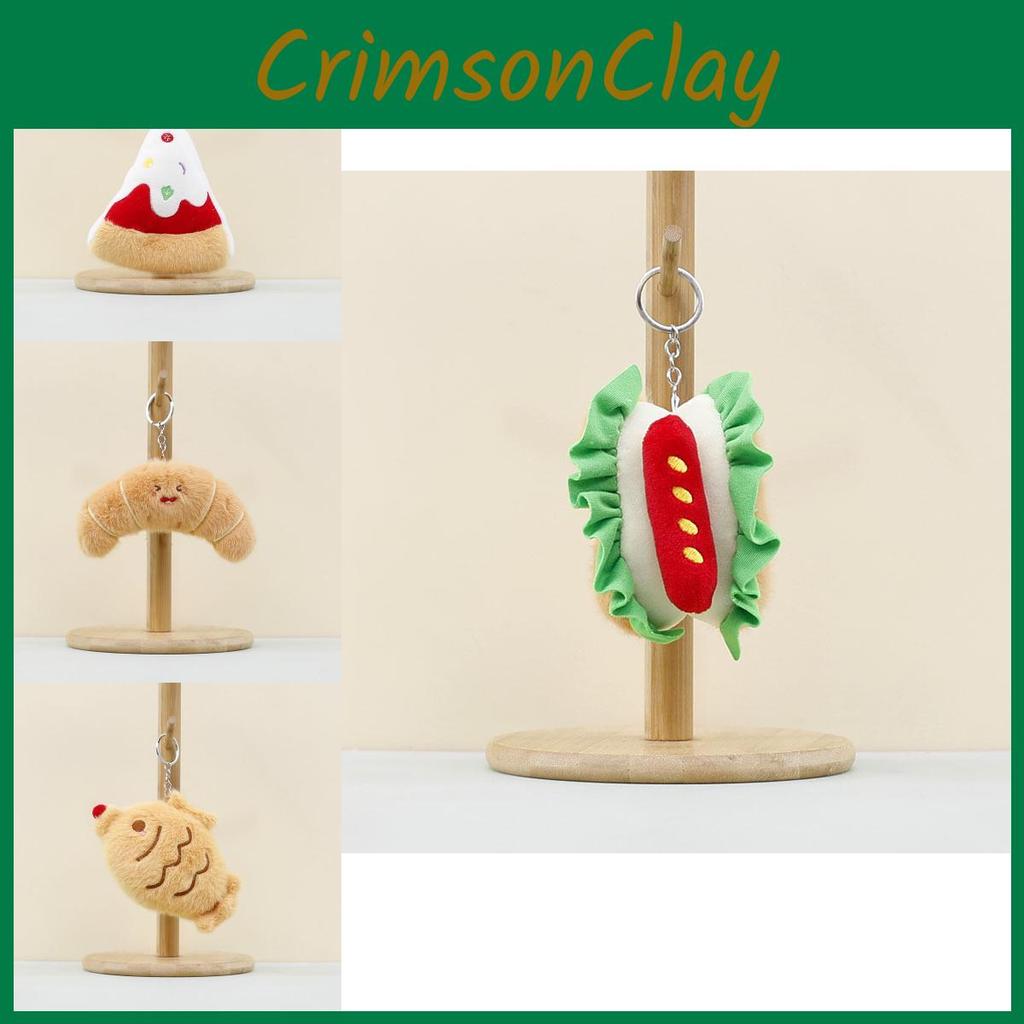 Zábavná plyšová klíčenka s hamburgerem, roztomilá plyšová hračka inspirovaná jídlem, ideální pro dekoraci domova