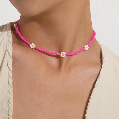 European and American Jewelry, Hot-selling Rice Bead Flower Necklace Women, Fashionable and Popular Temperament Adjustable Item Jewelry