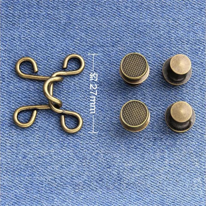 

5Sets Nail-free Metal Jeans Button Snaps Detachable Pants Clips Buttons Pins DIY Waist Tightener Clothing Buckles Sewing Tools 1set