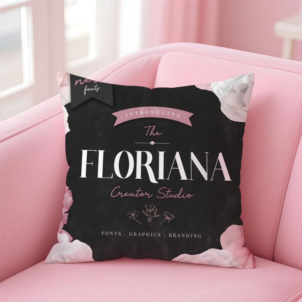 Text image Pattern Floriana Cushion Cover Pillowcase Short Plush Invisible zipper Room Sofa Cushion Cover