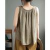 Women's Pleated Lace Up Simple Casual Cotton Tank Tops Y2K Summer Solid Chic Sleeveless Vest Kawaii Loose
