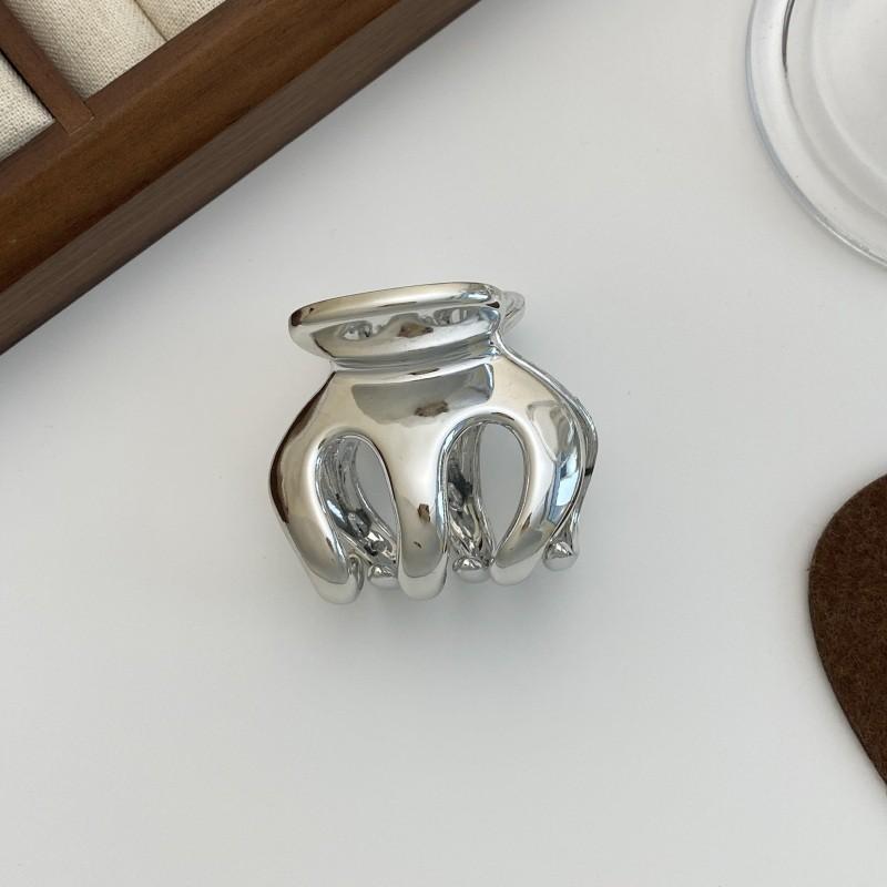 Silver Cold Wind Hair Clip Women High-end Hair Texture Shark Clip Simple Love Hair Accessories