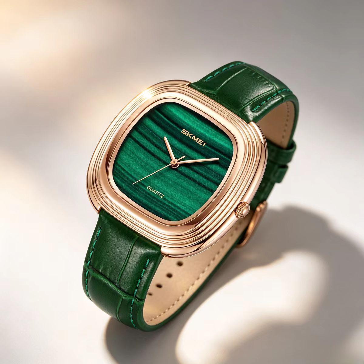 Women s Quartz Watch SKMEI Rectangular Malachite Green Leather 2731