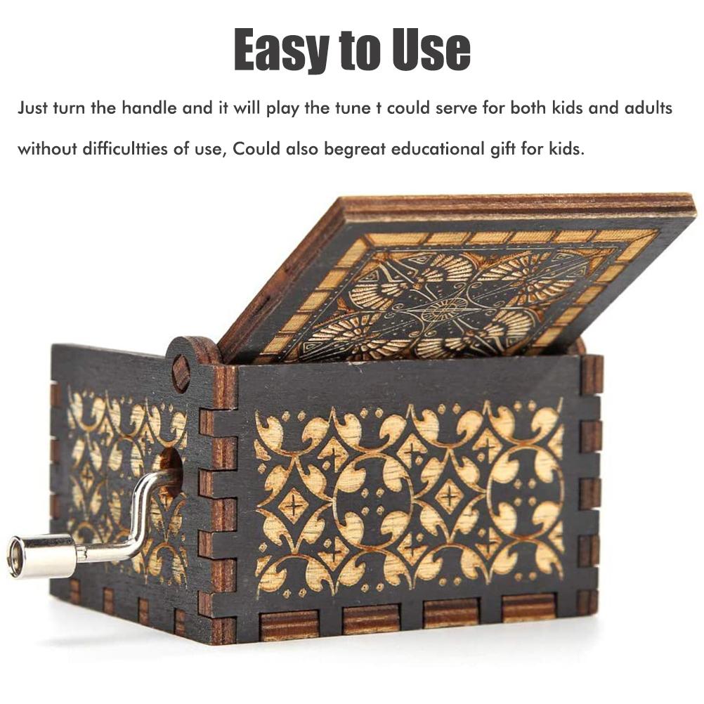 Halloween Hand Crank Wooden Music Box for Home Decoration Ornaments Music Box Painted with