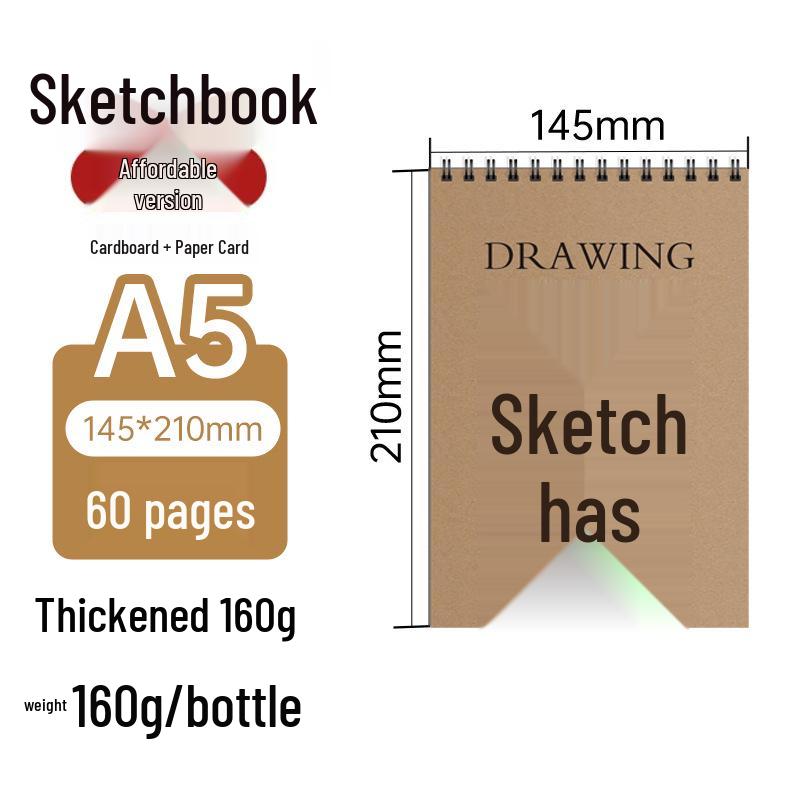 A3 Thickened Sketchbook: Blank Art Kraft Paper for Students - A4/A5 Sizes Available