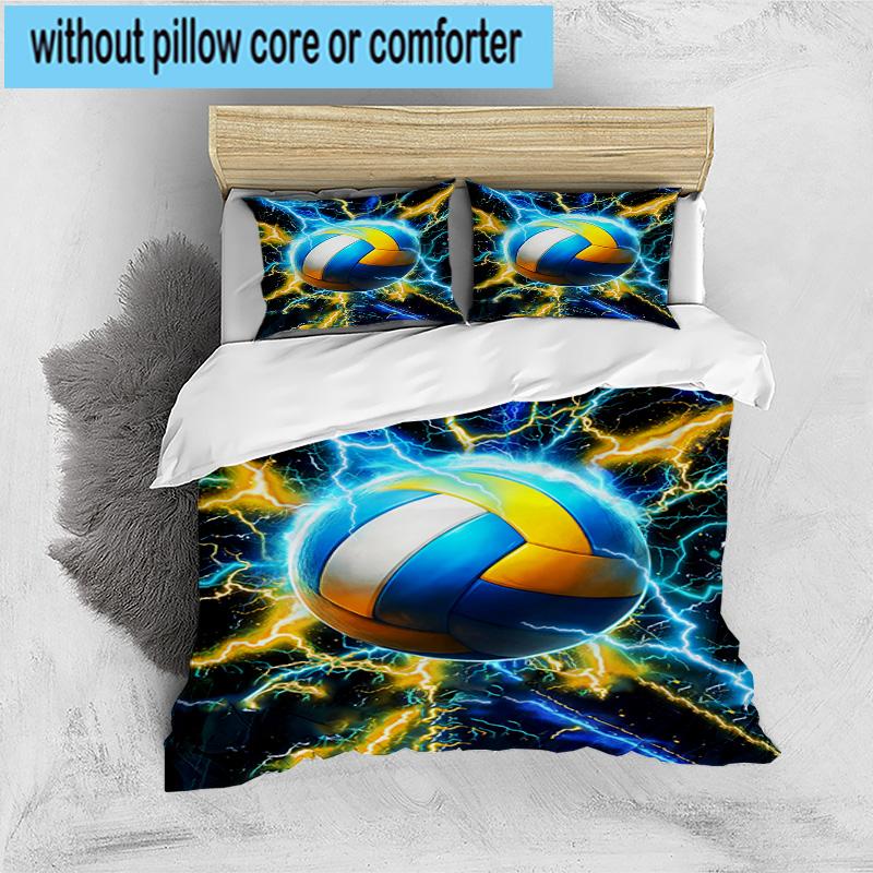 Flaming Football In Action 3pcs Bedding,Including 1pc Duvet Cover And 2pcs Pillowcases Perfect for Christmas,Ideal for Bedroom, Dormitory