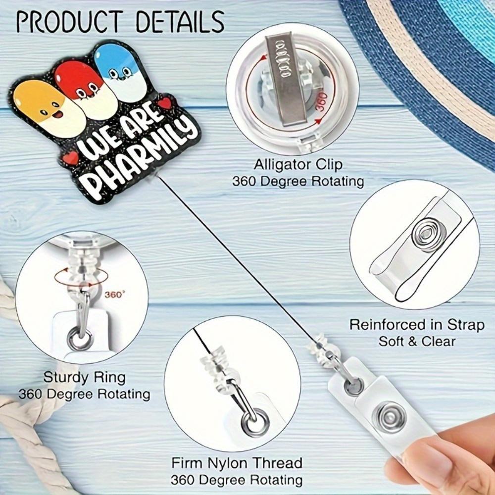 "Apoteksfamiljen" Badgehållare Presentförpackning. Hårklämma med pillerhänge för medicinsk personal.