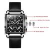 Herrenuhren Quadratische Quarzuhr für Herren Wasserdichtes Lederarmband Chronograph Armbanduhr Leuchtend Relogio Masculino