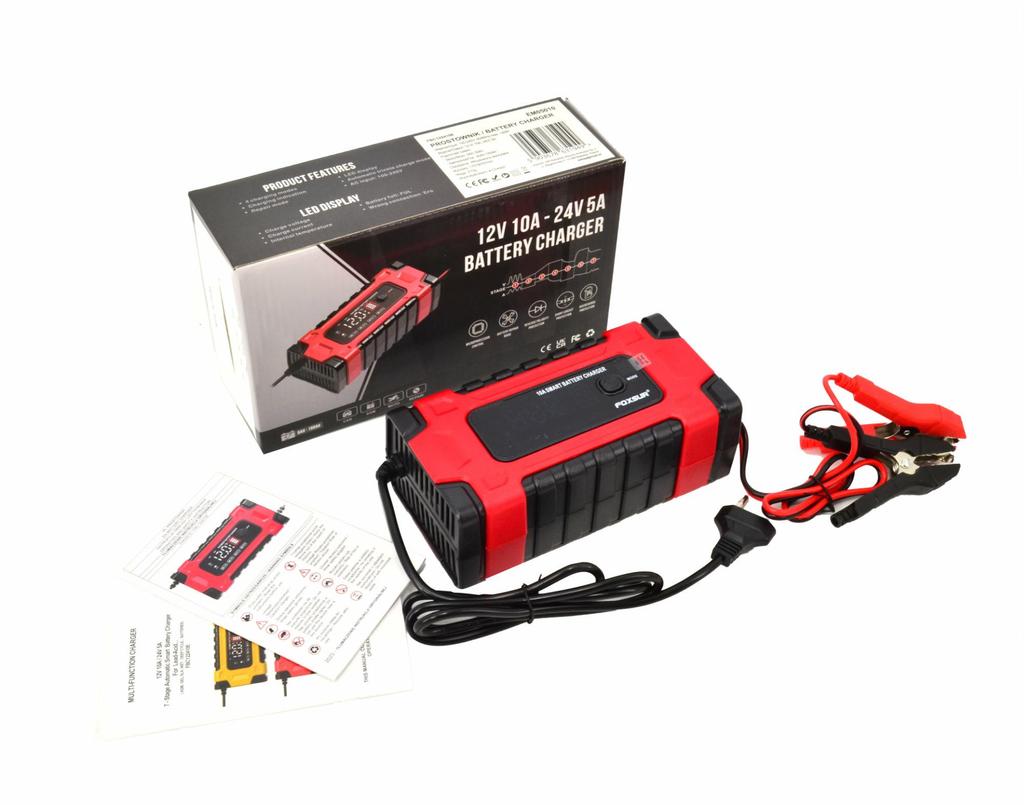 Awtools Em Prostownik Foxsur 12V&24V 10A Lcd