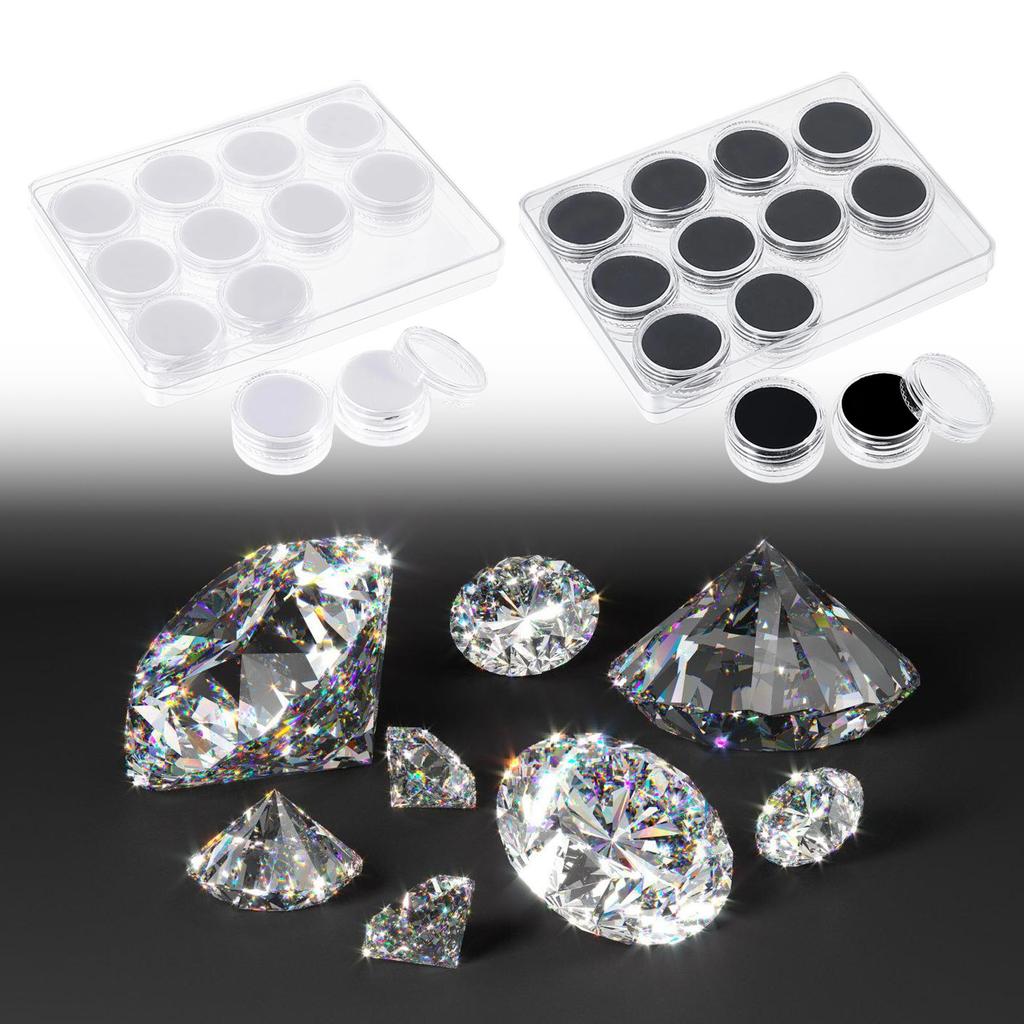12 Slot Acrylic Transparent Round Gemstone Display Tray With Soft Foam Protective Jewelry Storage Case For Loose Diamonds Coins