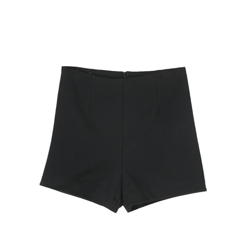 Women's Black High-Waist Slimming Suit Shorts - 2025 Summer Korean Style