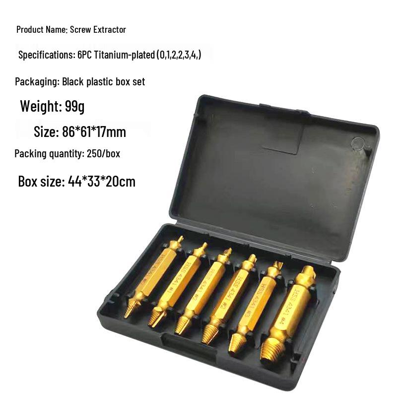 Double-Headed Screw Extractor Set for Broken, Stripped, and Reverse Threads