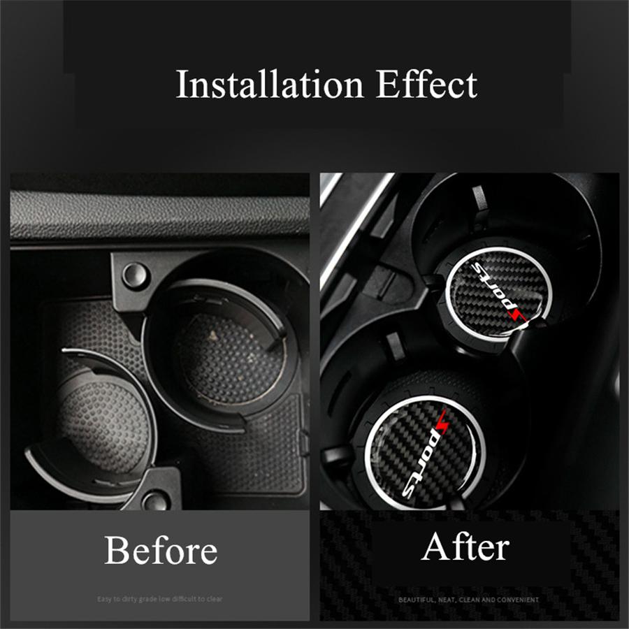 New 2Pcs High Quality Non-slip Elastic Durable Real Carbon Fiber Car Auto Water Cup Slot Non-Slip Mat Pad Sport Style