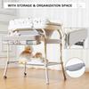 Baby Changing Table with Bathtub 2 in 1 Portable Foldable Infant Diaper Changing Table with Storage Tray 2 Wheels Anti-rollover
