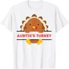 Auntie's Turkey Thanksgiving Funny Turkeys Family Boy Girl T-Shirt