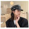 New 2022 Spring Autumn Winter Women's Elegant Hat Army Military Hats Genuine Leather Cap Women Vintage Flat Caps Sheepskin Leath