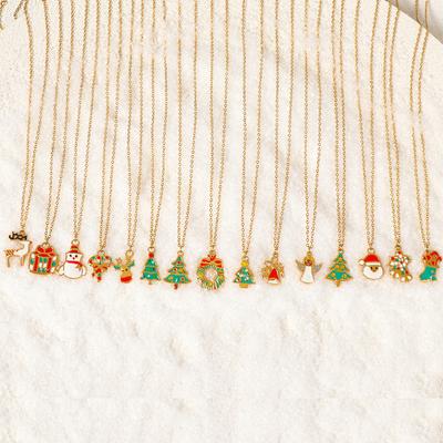 Christmas Necklace for Women with Light Luxury High-end Christmas Elk Santa Claus Suit