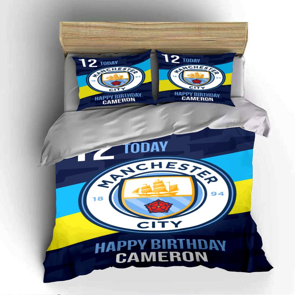 "Manchester City Birthday Set" Bedding Duvet Cover Set Duvet Cover Pillowcases Home Decor (1 * Duvet Cover 2 * Pillowcases, Without Duvet Insert)
