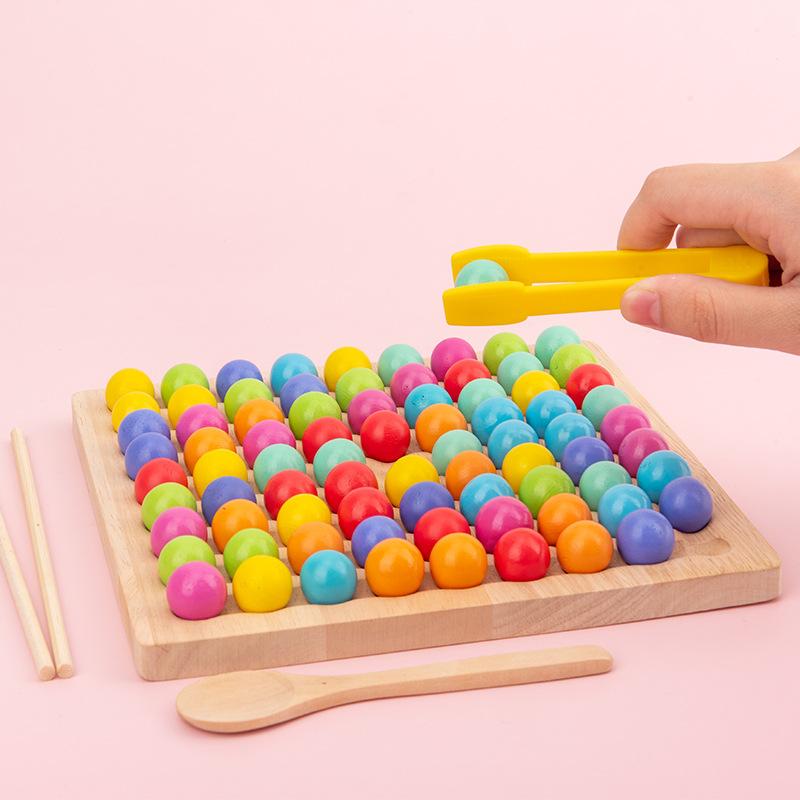 Xiaoxiaole Parent-child Concentration Training Wooden Children's Early Education Board Game Boys and Girls Educational Toys Clip Beads