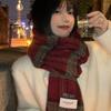New Plaid Scarf for Women in Winter Thickened and Warm Retro Versatile High End Shawl and Scarf for Students Spring and Autumn