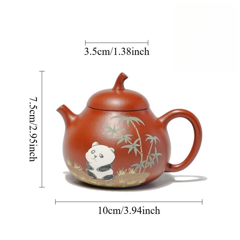 Yixing Eggplant and Melon Teapot Hand Drawn Panda Teapot Home Kung Fu Teapot Gift Panda Tea Set Chinese Style Cinnabar Teapots