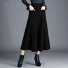 Autumn Winter Women's Woolen Pants Solid Pocket Elastic High Waist Fashion Elegant Loose Wide Leg Ankle Length Trousers