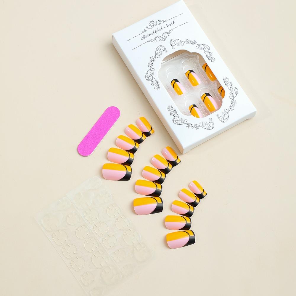 Full Cover False Nail Square Head Nail Tips Detachable French Fake Nails  Women