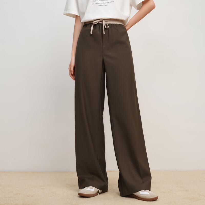 Elva' Island Women's Retro Brown Long Casual Pants
