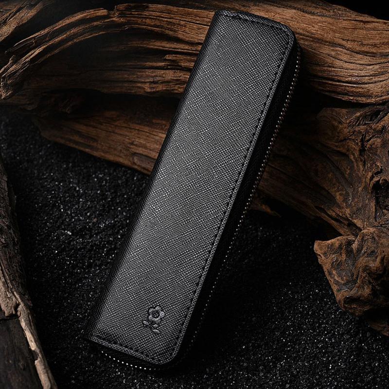 Montagut Black Pen Leather Holder & Pouch Fountain Pen Rollerball Pen Bag Pencil Handmade Case Zippered чёрный