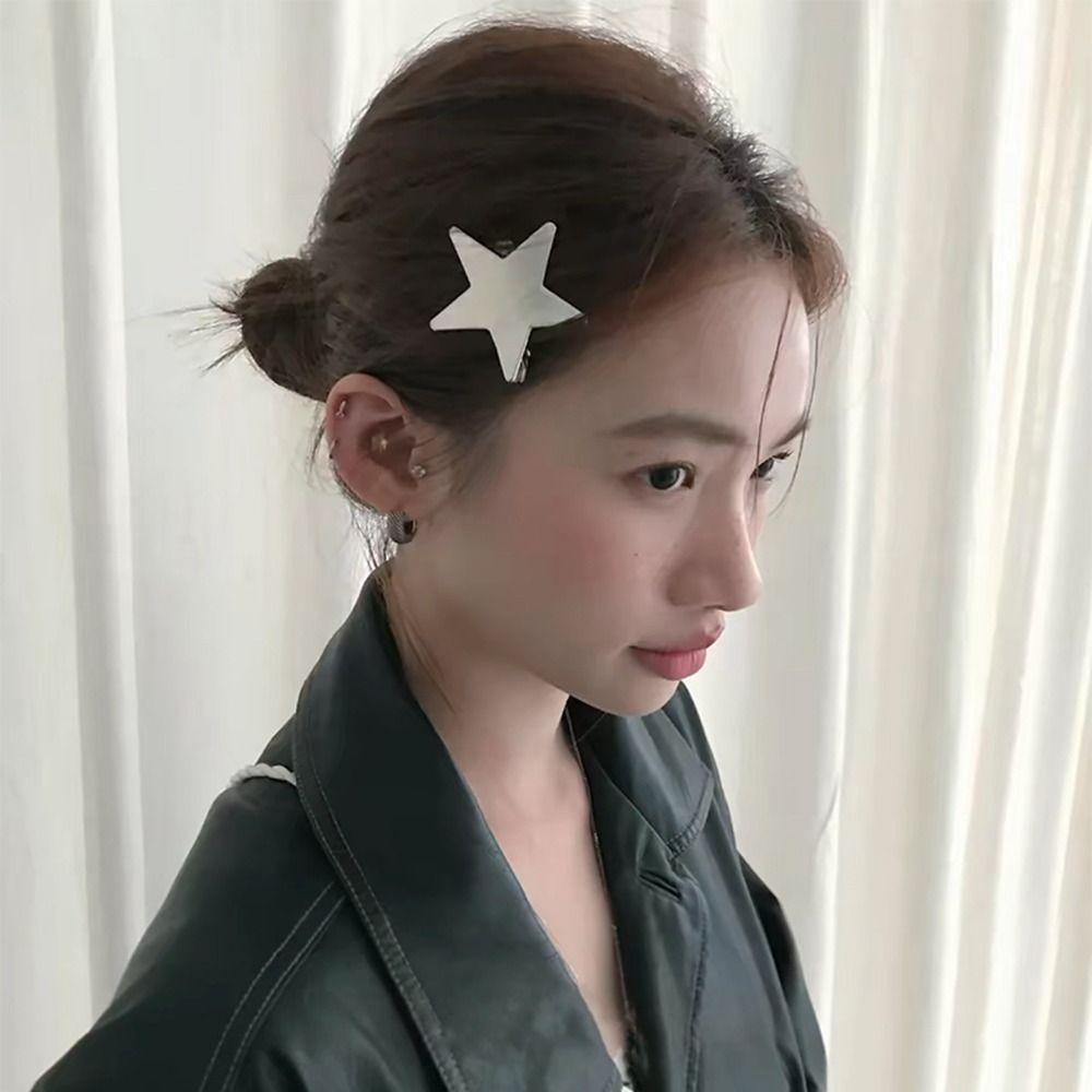 Creative Pentagram Hairpin Spicy Girl Metal Duckbill Clip Fashion Children Side Clip Daily