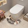Cartoon Cat Pattern U-Shaped Bath Mat Cozy Absorbent Mat Convenient Toilet Foot Mat Home Decor