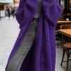 Fall Winter Outwear Women Long Cardigan Sweater Coat Open Front Mid Length Knitting Coat with Pockets