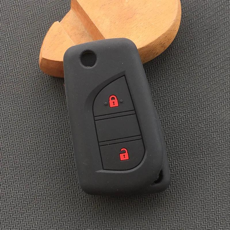 ZAD Silicone Rubber Car Key Cover Case Shell Set Protector Fob for Toyota Aygo Yaris Highlander Camry RAV4 2 Button Key Holder