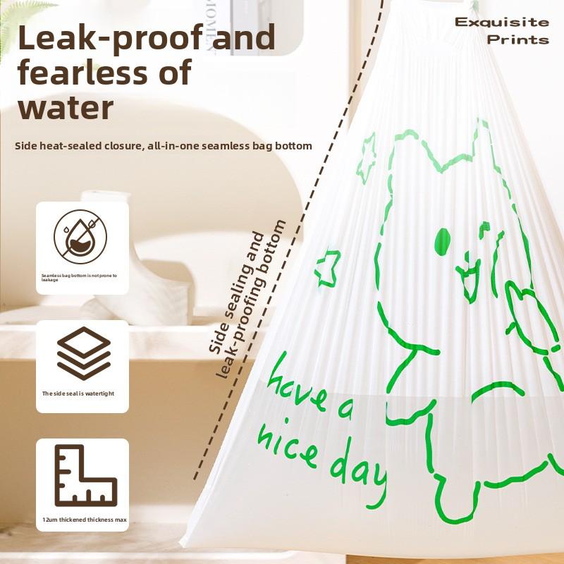 60 Pcs Kitchen Household Portable Thickened Self-Sealing Cartoon-Printed Drawstring Bin Liners