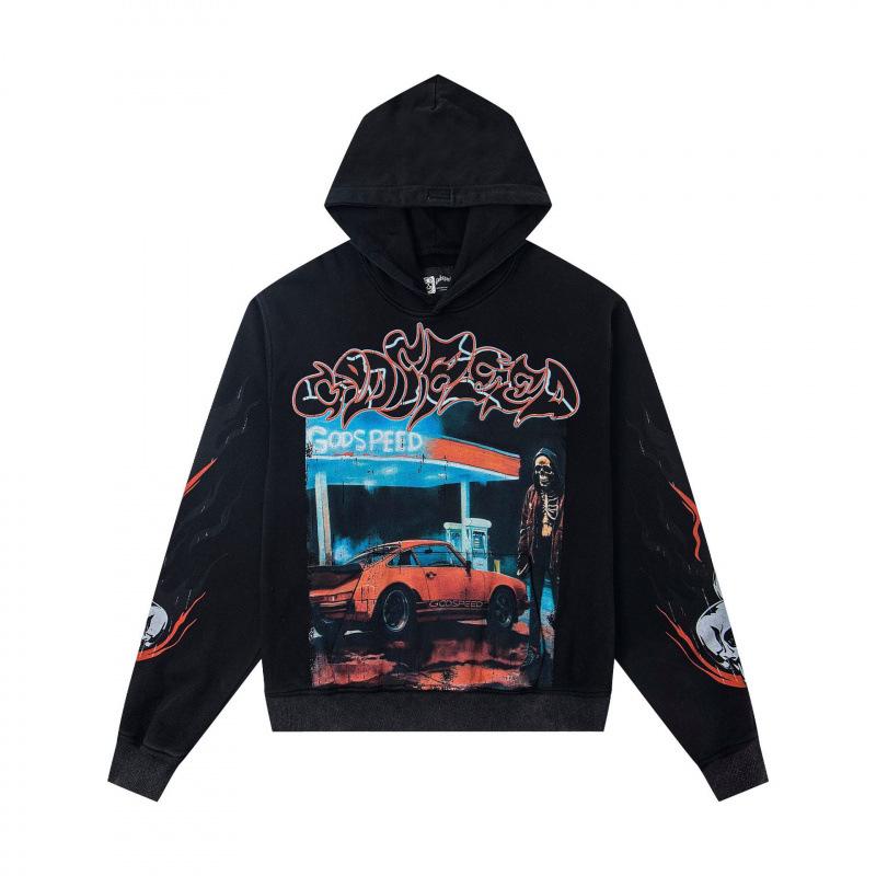 odspeedss autumn and winter new direct injection printing wash water retro pure cotton hip hop beauty trend hoodie sweater