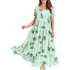 Dámské letní šaty s kulatým výstřihem, krátkým rukávem, květinovým potiskem, boho, volné