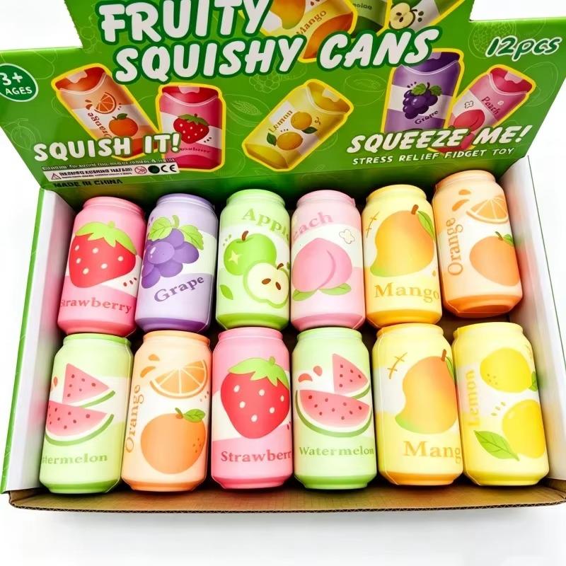 Hot Soda Can Squishy Toy Fruit Strawberry Watermelon Grape Slow Rise Squeeze Toy Beverage‑Shaped Stress Relief Play Party Gifts